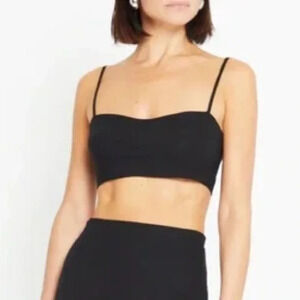 CAARA Black Cropped Smocked Back Tank Top NWT M